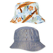 Trend Lab Boys 2 Pack Surf's Up and Yacht Club Striped Bucket Hats