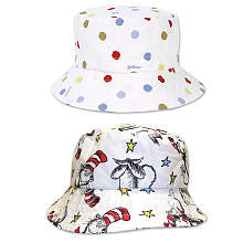 Trend Lab Neutral 2 Pack Dr. Suess Cat in the Hat and One Fish, Two Fish Bucket Hats