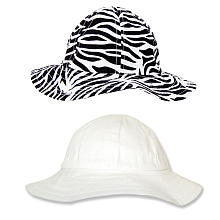 Trend Lab Girls 2 Pack Zebra Print and White Floppy Beach Hats