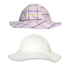 Trend Lab Girls 2 Pack Light Purple Princess Plaid and White Floppy Beach Hats