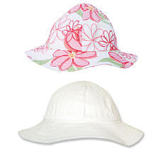 Trend Lab Girls 2 Pack Hula Baby Floral and White Floppy Beach Hats