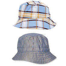 Trend Lab Boys 2 Pack Plaid and Yacht Club Striped Bucket Hats