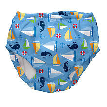 I Play Reusable Ultimate Cloth Swim Diaper - Light Blue Whale Sail - Extra Large