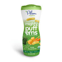 Plum Organics Tots Mighty Puff'ems Baby and Toddler Food Snack Puffs - Cheesy Broccoli Carrot