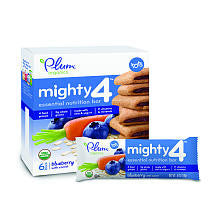 Plum Organics Tots Mighty 4 Essential Nutrition Toddler Food Snack Bars - Blueberry with Carrot - 6 Count