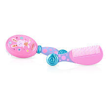 Nuby Comfort Grip Printed Hair Comb & Brush - Pink