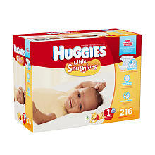 Huggies Little Snugglers Size 1 Baby Diaper Economy Plus Pack - 216 Count