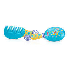 Nuby Comfort Grip Printed Hair Comb & Brush - Blue