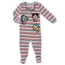 Disney Boys' Red/Gray Mickey and Friends Zip Front Footie