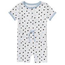 amy coe Boys' White/Blue Star Drawstring Romper