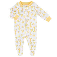 Koala Baby Neutral Yellow/White Giraffe Zip Front Footie