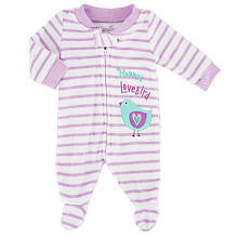 Koala Baby Girls' Striped Zip Front Terry Footie