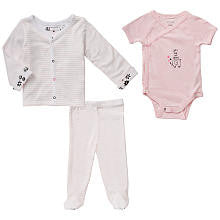 amy coe Girls 3 Piece Pink Knit Set with Snap Front Jacket, Pull On Footed Pant and Assymetrical Snap Front Bodysuit