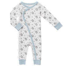 amy coe Boys' White/Blue Lion Asymmetrical Snap Front Coveralls