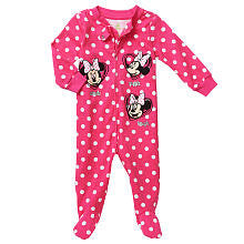 Disney Girls' Pink Polka Dot Minnie Mouse Zip Front Footie