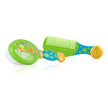 Nuby Comfort Grip Printed Hair Comb & Brush - Green