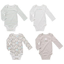 Koala Baby Neutral 4 Pack Light Gray Sheep Long Sleeve Bodysuits