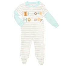 Koala Baby Boys Striped Faux Layered Snap Front Footie