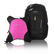 Obersee Bern Diaper Bag Backpack and Cooler - Black / Pink