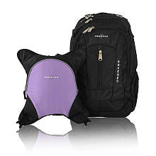 Obersee Bern Diaper Bag Backpack and Cooler - Black / Purple