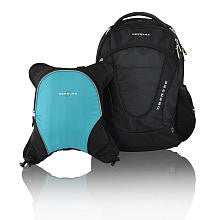 Obersee Oslo Diaper Bag Backpack and Cooler - Black/ Turquoise