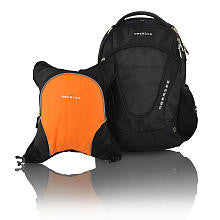 Obersee Oslo Diaper Bag Backpack and Cooler - Black/ Orange