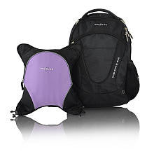 Obersee Oslo Diaper Bag Backpack and Cooler - Black / Purple