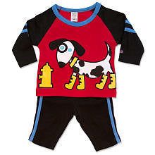 Sozo Boys 2 Piece Red/Black Dalmation Playwear Set with Long Sleeve Raglan Top and Pants