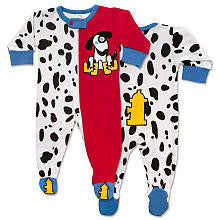 Sozo Boys Dalmation Zip Up Footie with Applique and Foot Art