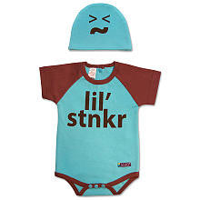 Sozo Boys 2 Piece "Lil Stinker" Set with Raglan Bodysuit and Emoticon Hat