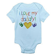 CafePress Boys "I Love My Daddy" Handprints Blue Short Sleeve Bodysuit