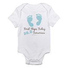 CafePress Neutral "First Steps Today, 26.2 Tomorrow" Marathon Short Sleeve Bodysuit