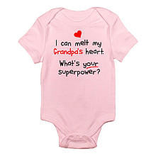 CafePress Girls "I Can Melt My Grandpa's Heart" Pink Short Sleeve Bodysuit