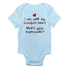 CafePress Boys "I Can Melt My Grandpa's Heart" Blue Short Sleeve Bodysuit