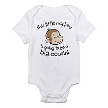 CafePress Neutral "This Little Monkey is Going to Be a Big Cousin!" Short Sleeve Bodysuit