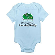 CafePress Boys "Mommy's Future Running Buddy" Blue Short Sleeve Bodysuit