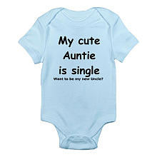 CafePress Boys "My Cute Auntie is Single" Blue Short Sleeve Bodysuit