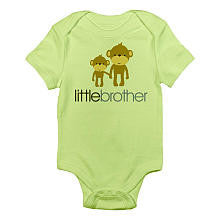 CafePress Boys "Little Brother" Monkey Print Short Sleeve Bodysuit