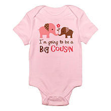 CafePress Girls "I'm Going to be a Big Cousin" Elephant Print Short Sleeve Bodysuit