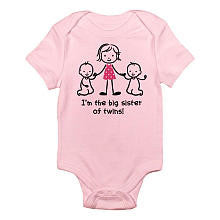 CafePress Girls "I'm the Big Sister of Twins!" Short Sleeve Bodysuit