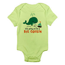 CafePress Boys "I'm Going to be a Big Cousin" Whale Print Short Sleeve Bodysuit