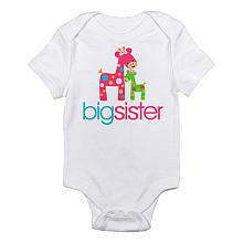 CafePress Girls "Big Sister" Giraffe Print Short Sleeve Bodysuit