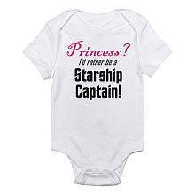 CafePress Girls "I'd Rather be a Starship Captain" Short Sleeve Bodysuit