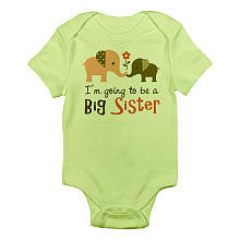 CafePress Girls "I'm Going to be a Big Sister" Elephant Print Short Sleeve Bodysuit