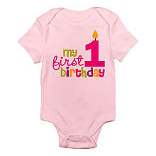 CafePress Girls "My First Birthday" Short Sleeve Bodysuit