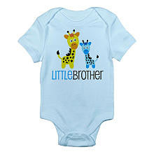 CafePress Boys "Little Brother" Giraffe Print Short Sleeve Bodysuit