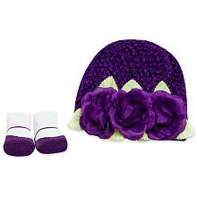 Baby Essentials Crochet Hat and Sock Set - Purple