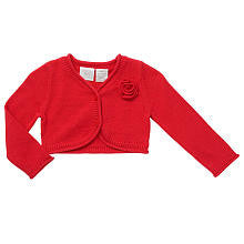 Koala Baby Girls Red Rosette Cropped Cardigan