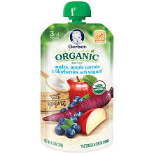 Gerber Organic 3rd Foods Pouch Apple Purple Carrots & Blueberries with Yogurt 4.23 OZ