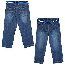 Koala Kids Boys' Medium Wash Straight Leg Jeans with Woven Belt - Toddler